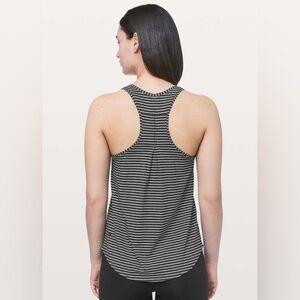 Lululemon Love Tank *Pleated, color ‘Modern Stripe Heathered Black White’, 12